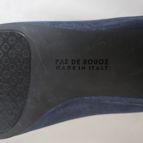 PAS DE ROUGE Women's Navy Blue Suede Pointed Toe Low Block Heel Shoes Size 40.5 - Picture 8 of 8